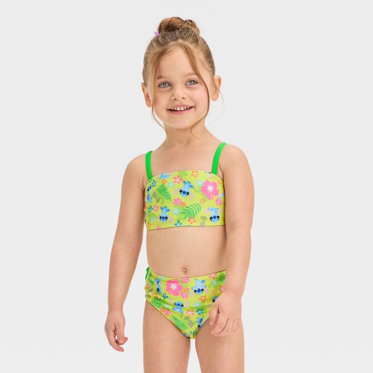 Toddler Girls' Disney Stitch Ruffle Bikini Set - Green | Target