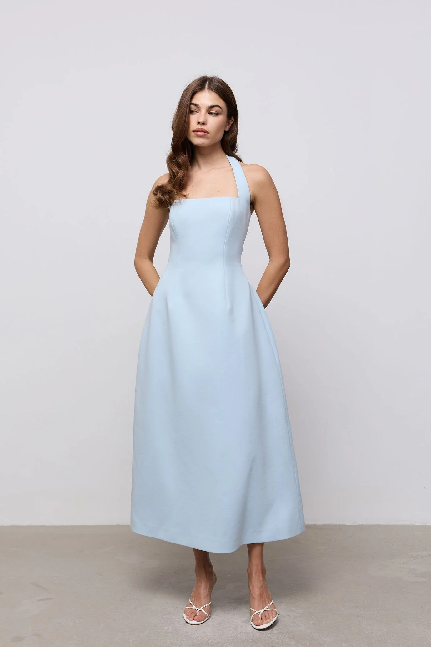 Cotton Mix Halter Midi Dress | Odd Muse