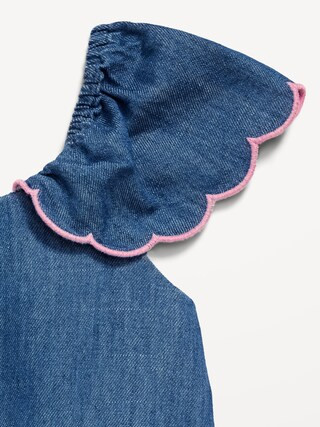 Short-Sleeve Chambray Scallop-Trim Top for Toddler Girls | Old Navy (US)