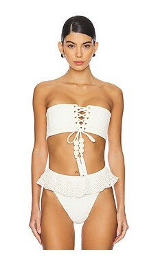 Montce Swim Corset Bikini Top in Bone Crochet from Revolve.com | Revolve Clothing (Global)