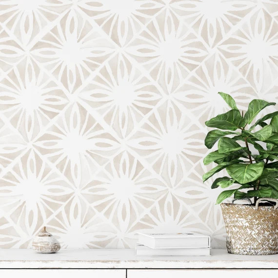 Moroccan Wallpaper. Linen Color. Moroccan Tile. Peel and Stick | Etsy | Etsy (US)