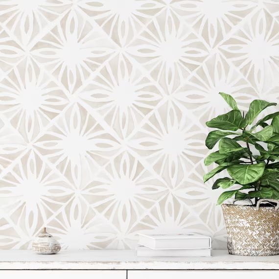 Moroccan Wallpaper. Linen Color. Moroccan Tile. Peel and Stick | Etsy | Etsy (US)