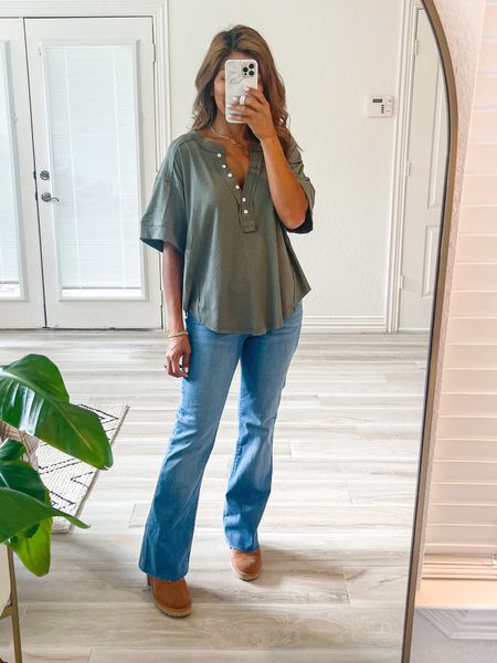 Henley top in small
Jeans size down
Shoes tts
Fall fashion, fall outfits 

#LTKSale #LTKunder50 #LTKSeasonal