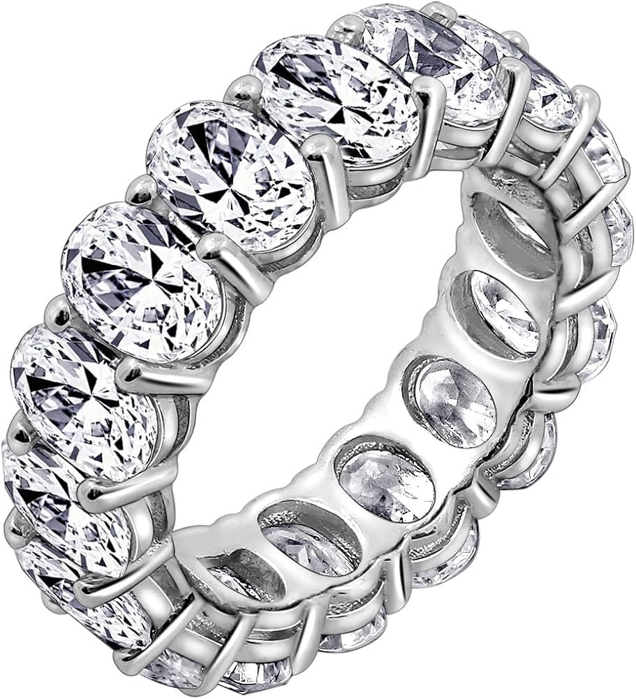 DIAMONBLISS Marilyn Monroe Oval Cut Eternity Ring | Solid 925 Sterling Silver Infinity Band for Women | 7.50 Carats 100 Facet Oval Cut Cubic Zirconia CZ Simulated Diamond Engagement Ring (8) | Amazon.com | Amazon (US)