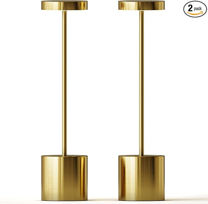 Cordless Table Lamps Set of 2, 3 Color Stepless Dimming, Rechargeable Battery Operated Lamp, Outd... | Amazon (US)