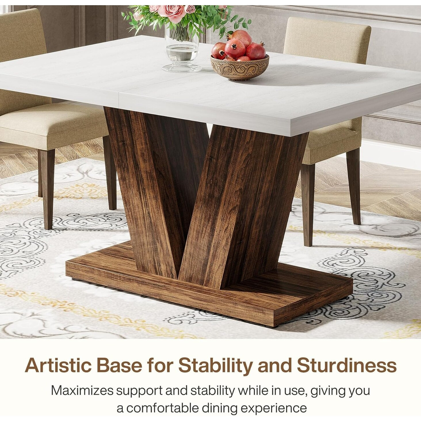 47 Inches Wood Rectangle Farmhouse Dining Table for Kitchen | Bed Bath & Beyond