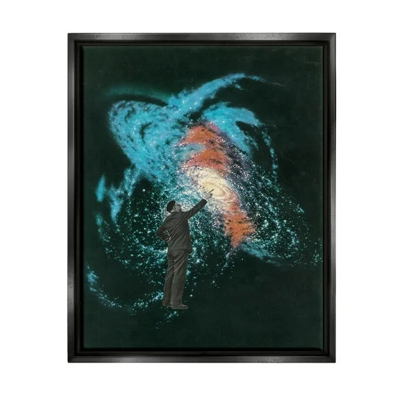 Stupell Industries Vivid Nebula Collage Surreal Person Graphic Art Jet Black Floating Framed Canv... | Walmart (US)