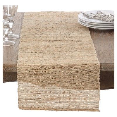 14"x90" Nubby Texture Woven Table Runner Light Brown - Saro Lifestyle | Target