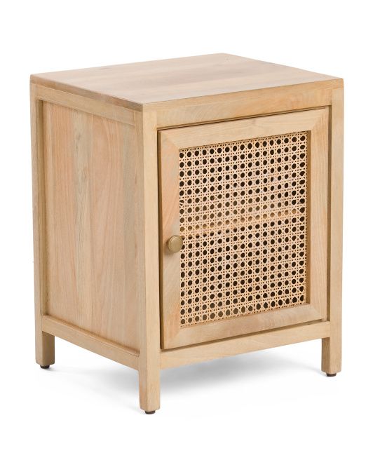 Mango Wood &amp; Cane Cabinet Side Table | TJ Maxx