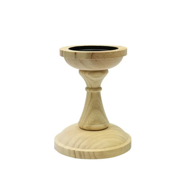 Better Homes & Garden 6.5" Medium Wood Candle Holder | Walmart (US)