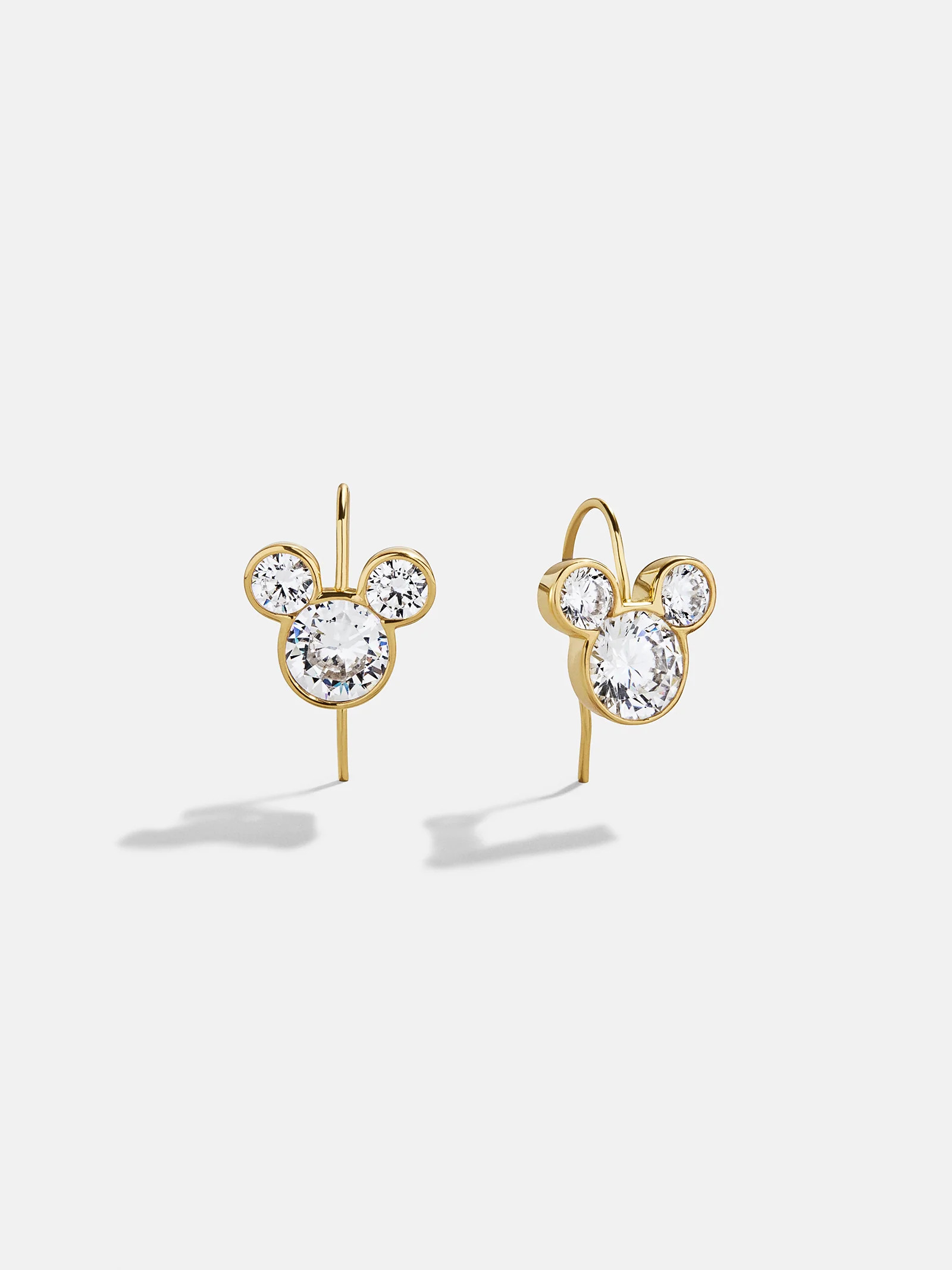 Disney Mickey Mouse 18K Gold Plated Sterling Silver Micro Drop Earrings - Gold/Pavé | BaubleBar