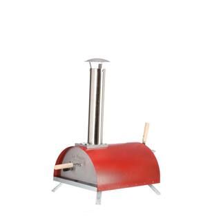Le Peppe Portable Wood Fired Outdoor Pizza Oven in Red | The Home Depot