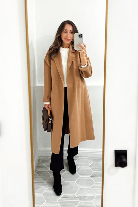 Jeans tts. Coat tts, fit is slightly oversized. Exact style of Aquatalia boots are old but there is an new similar version.  Also linking more affordable options. Everlane sweater old, linking great alternatives l. 

#LTKstyletip #LTKsalealert #LTKSeasonal