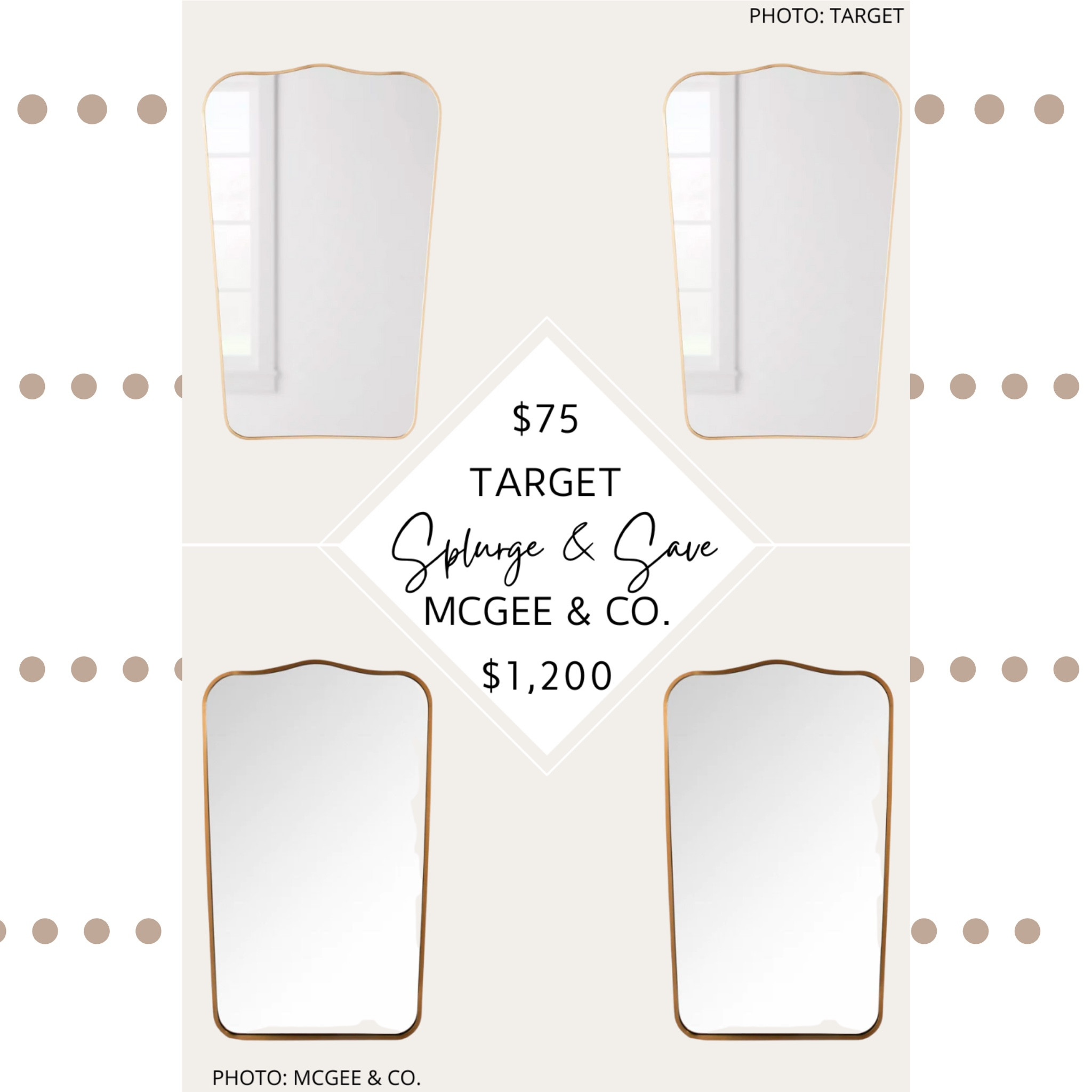 🚨In stock right now🚨 McGee and Co.’s Josephine Mirror is made of iron and wood and features an antique bronze frame, minimalist style, wave top, and is 26"x 42".   Target’s Metal Curved Top Mirror is designed with Studio McGee, so it features a similar wave top and minimalist style. It also features a gold aluminum frame, comes with mounting hardware, and is 23" x 36".  This is a great example of why I love it when high-end designers release a more affordable product line — we get two prices and one style. Pick a price that fits you. ❤️

 #mcgeeandco #studiomcgee #target #targethome #targetfinds #mirror #sale #salealert #deal #decor #homedecor McGee and Co. Josephine mirror dupe. Wave top mirror, crest mirror, irregular shaped mirror. Vintage style mirror. Gold mirror. Gold wave mirror. McGee and Co. Dupes. Studio McGee dupes. McGee and Co. Mirror dupes. vintage-inspired mirror. Vanity mirror. Bathroom mirror. Entryway mirror. Fireplace mantle mirror. Wall mirror. #design #bedroom #livingroom #office #walldecor #discount #mirror Target finds. Target home finds. Target mirror. Target dupes. Target home decor. Target furniture. #lookforless

#LTKsalealert #LTKunder100 #LTKhome