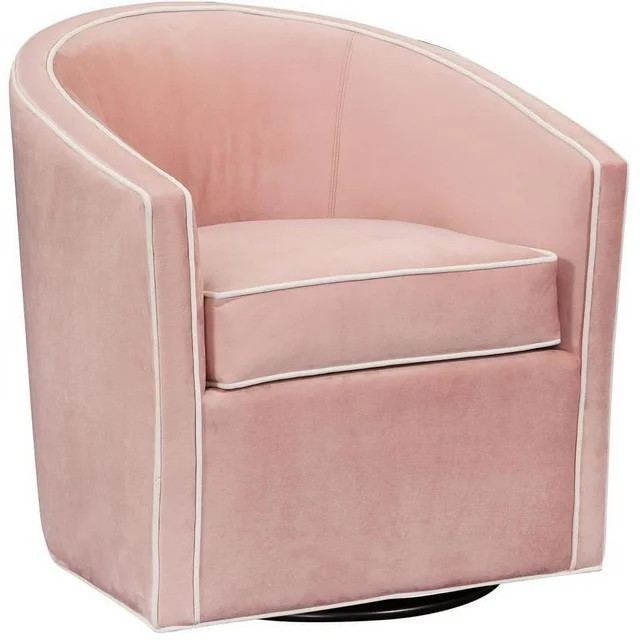 Pemberly Row Modern Pink Finish Blush Velvet Swivel Accent Chair | Walmart (US)
