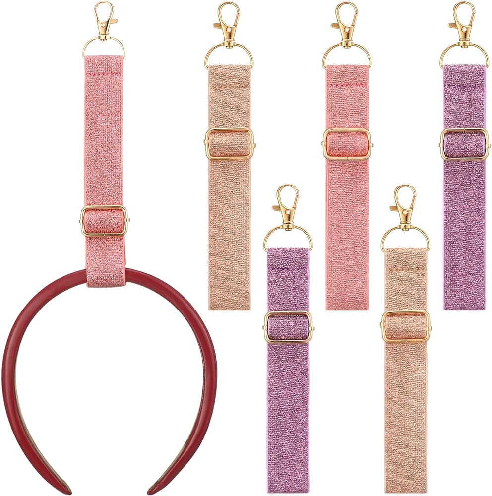 6 Pcs Mouse Ears Headband Holder for Backpack Lanyard Strap Glitter Headband Holder Keychain Hang... | Amazon (US)