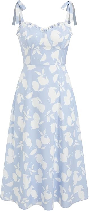 CIDER Womens Midi Dress Floral Print Bow Spaghetti Strap Ruffled Neckline Maxi Dress Beach Sundre... | Amazon (US)