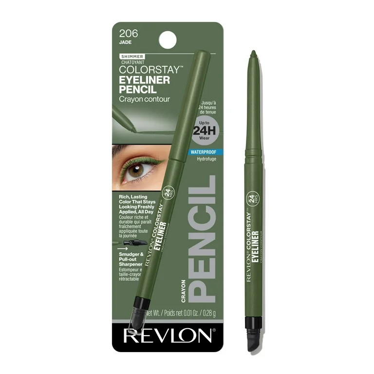 Revlon ColorStay Waterproof Eyeliner Pencil, 24HR Wear, Built-in Sharpener, Jade, 0.01 oz - Walma... | Walmart (US)
