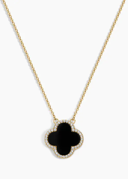 Electric Picks Icon Black Clover Necklace in Gold at Nordstrom | Nordstrom