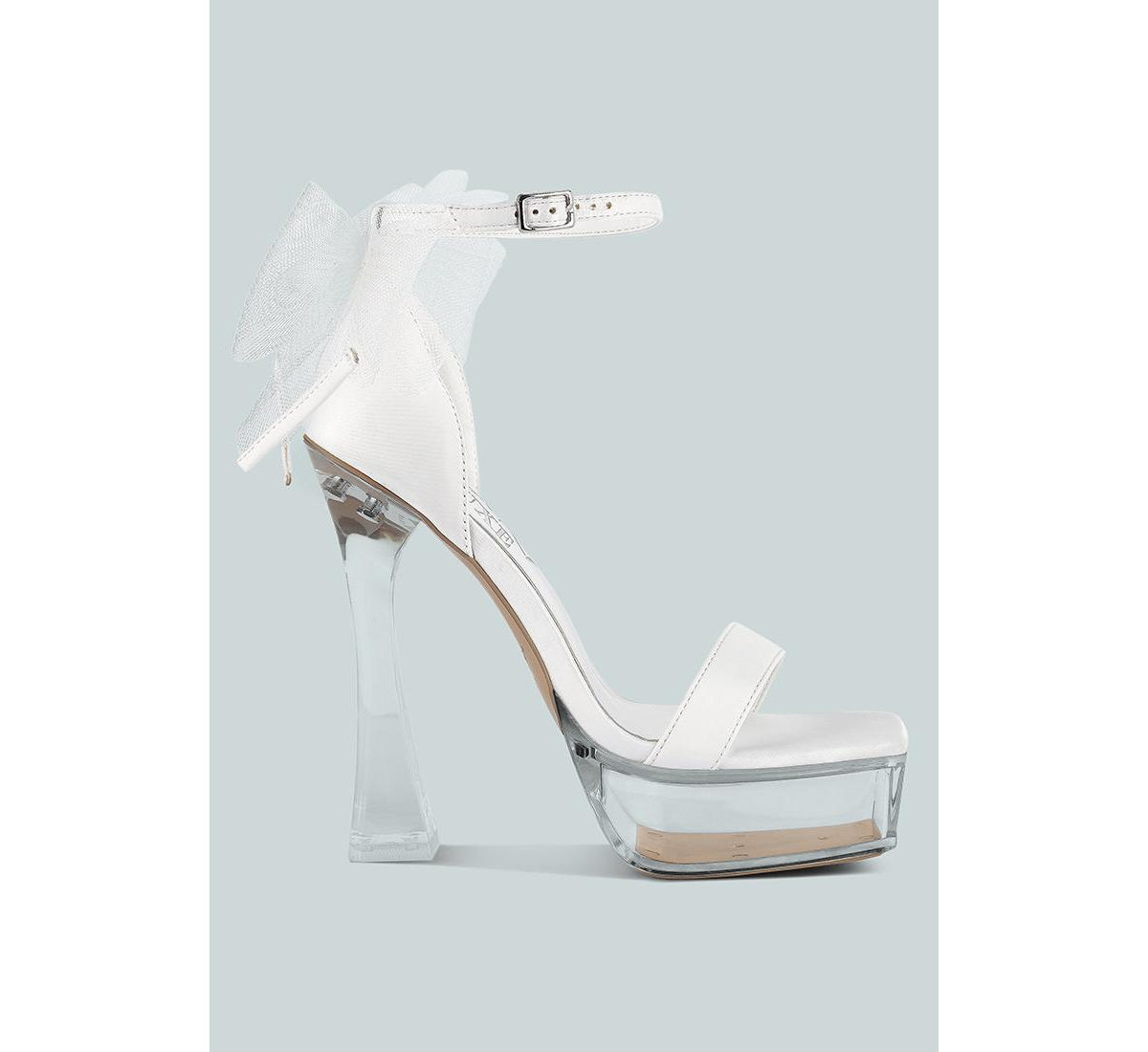 Womens Kiri Satin Clear High Heeled Bow Sandals - White | Macy's