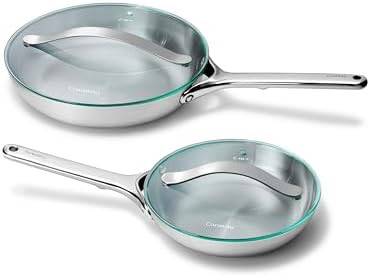 Caraway Stainless Steel Fry Pan Duo With Glass Lids | Amazon (US)