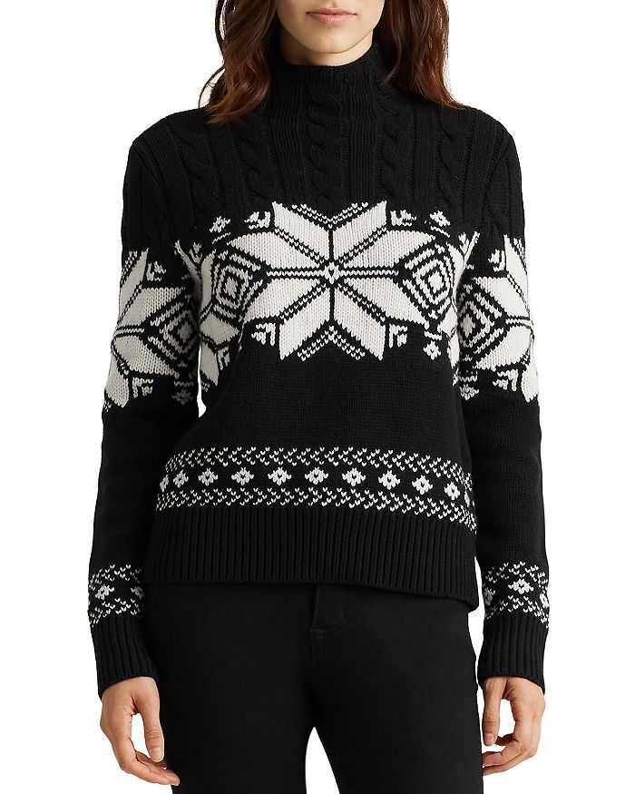 Fair Isle Print Cable Knit Turtleneck Sweater | Bloomingdale's (US)