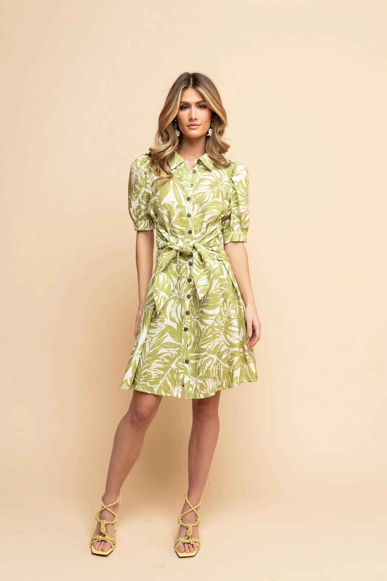 Cinched Shirt Dress - Palm Green | Rachel Parcell