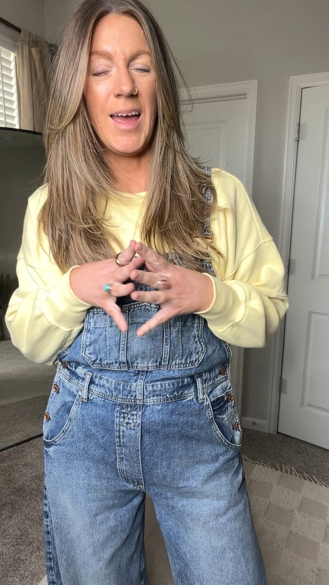 Overalls are 50% off! Wearing a medium tall, XL sweatshirt, large sweater, 11 shoe
🇨🇦 links saved at the end 

#LTKTall #LTKOver40 #LTKSaleAlert