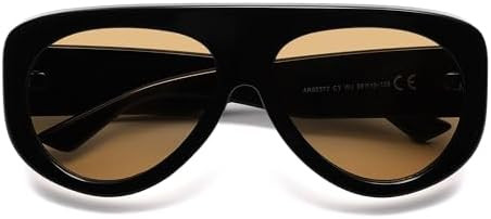 Trendy Aviator Sunglasses Womens Mens Retro 90s Rectangle Wrap Shades Oversized Style AR82372 | Amazon (US)