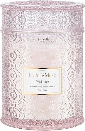 LA JOLIE MUSE Candle Gift for Women, Rose Scented Candle, Wood Wicked Glass Jar Candles for Home ... | Amazon (US)