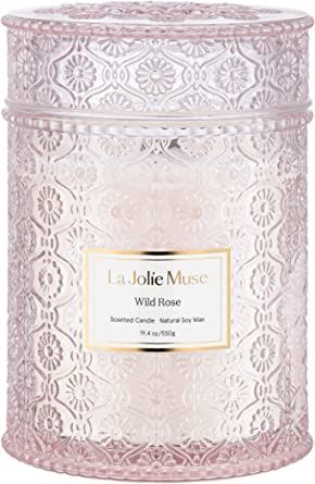 LA JOLIE MUSE Candle Gift for Women, Rose Scented Candle, Wood Wicked Glass Jar Candles for Home ... | Amazon (US)