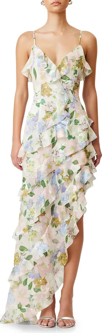 Elliatt Wilhelmina Floral Print Ruffle Chiffon Maxi Dress | Nordstrom | Nordstrom