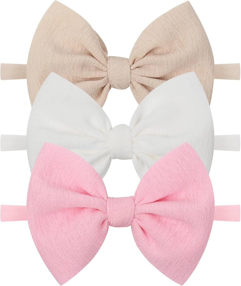 YanJie 4.5''Baby Girls Nylon Headbands Newborn Bows Handmade Hair Bows Hairbands Hair Accessories... | Amazon (US)