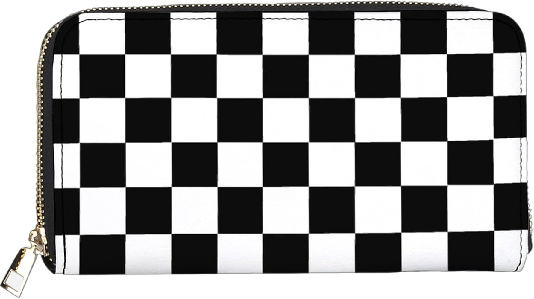 Qwalnely Checkered Wallet Leather for Women Black and White Purse Phone Credit Card Storage for A... | Amazon (US)