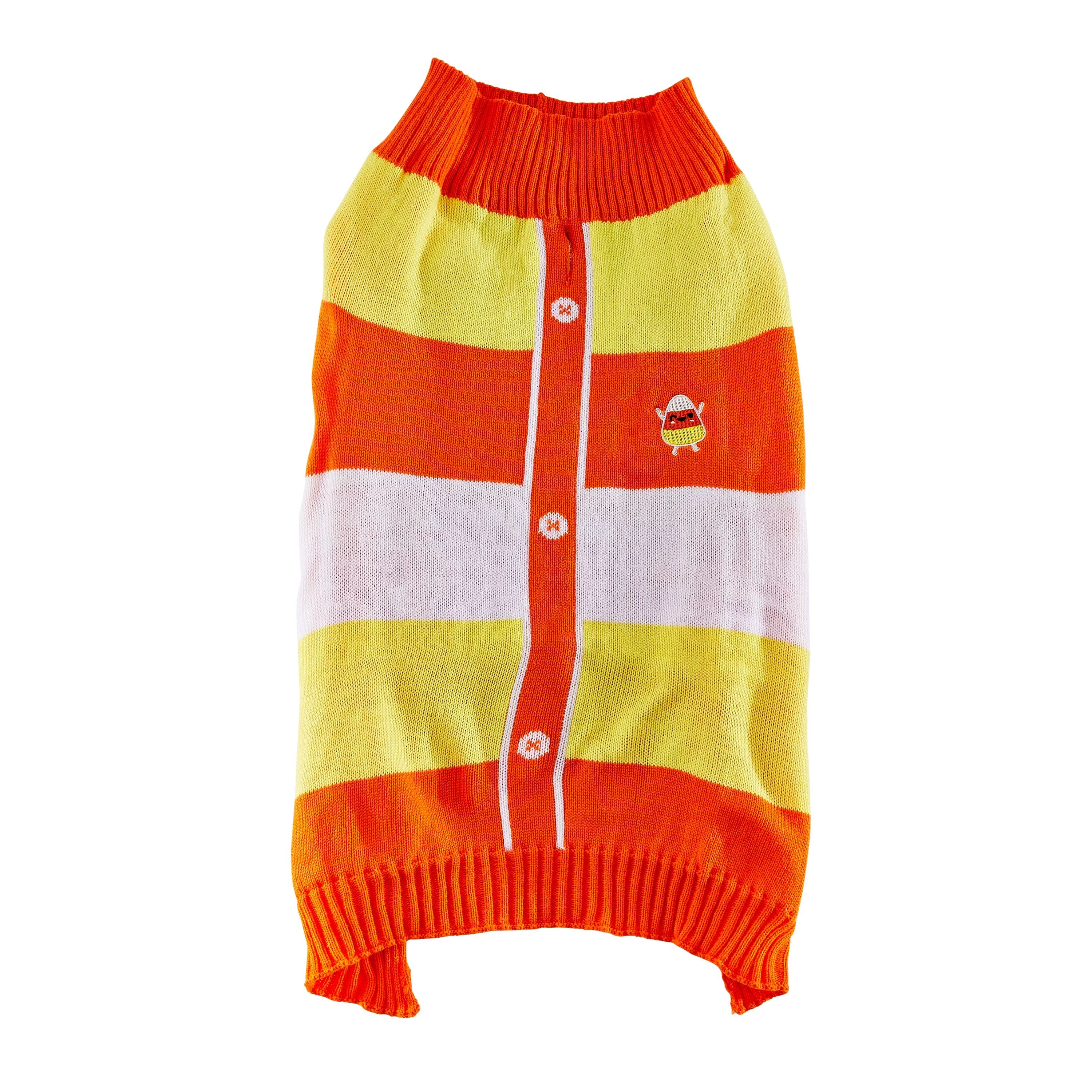 Vibrant Life Dog Clothes, Candy Corn Halloween Pet Sweater, Orange, Medium | Walmart (US)