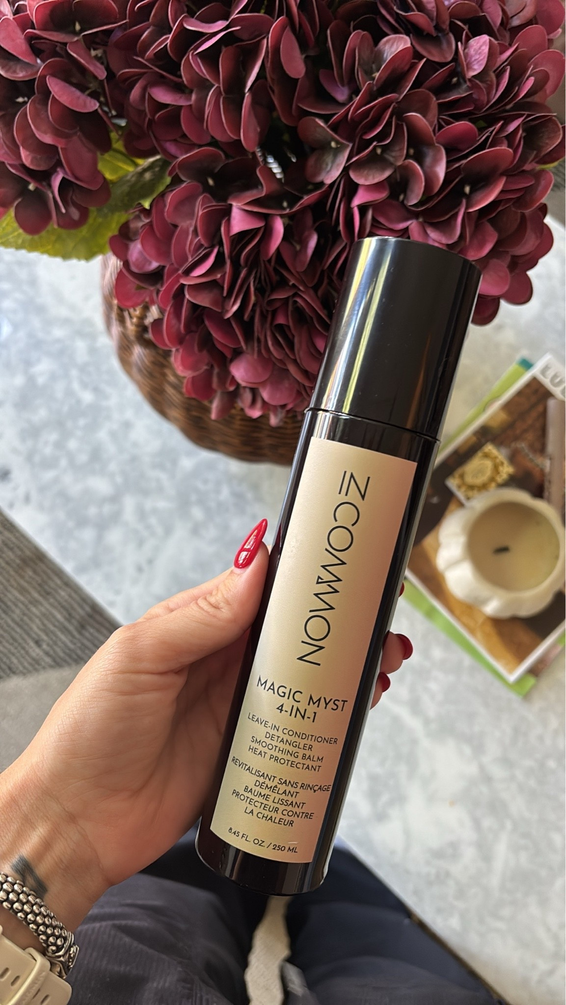 I use this magic myst on my hair + my girls hair!! It’s a leave in conditioner, detangler, smoothing balm, and heat protectant all in one. Use code ITSMEG 💗