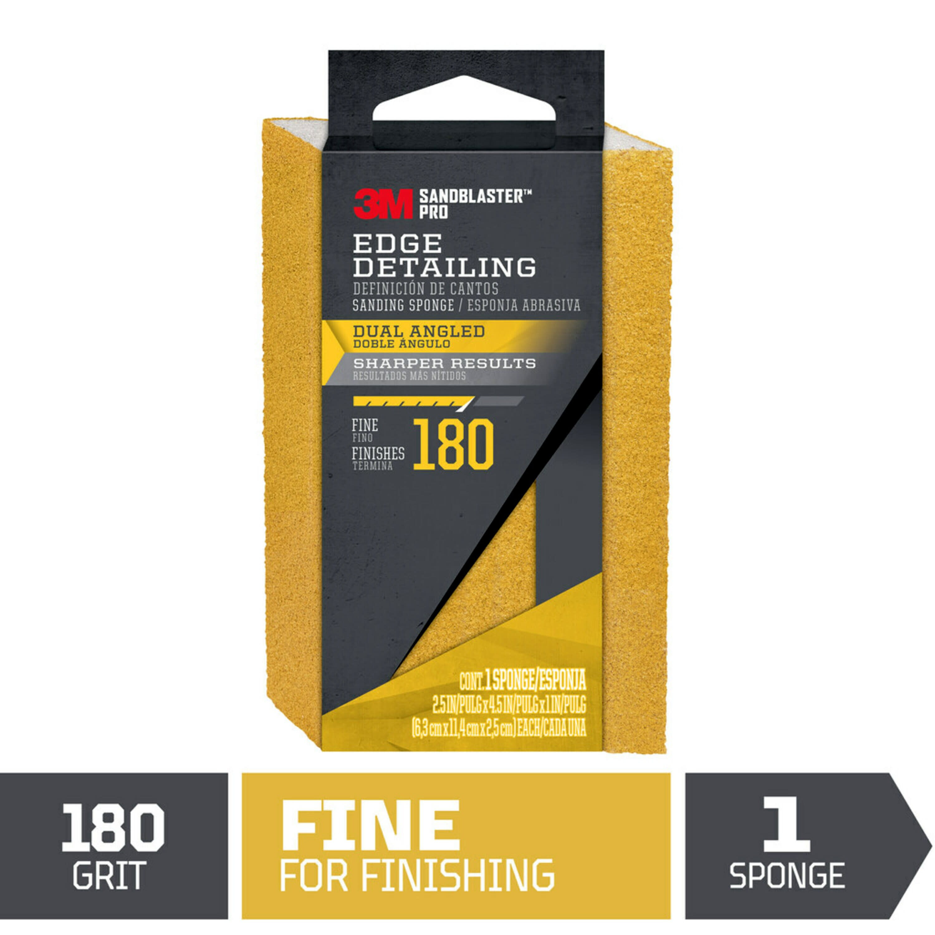 3M SandBlaster Pro Fine 180-Grit Sanding Sponge 4.5-in x 2.5-in | 9564-SP5-180 | Lowe's
