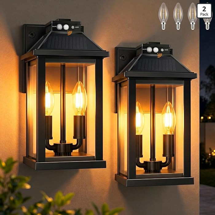 Solar Lights Outdoor Waterproof, 3 Modes Porch Lights, Motion Sensor Outside Light for House, Out... | Amazon (US)