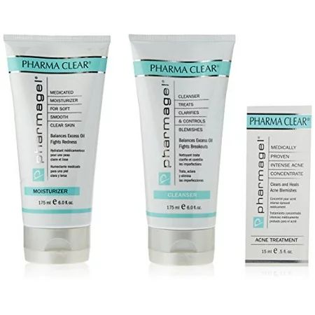 Pharmagel Clear Acne Treatment System | Skin Care Set | Hydrating Facial Moisturizer Facial Cleanser | Walmart (US)