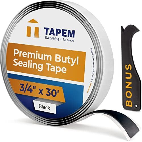 TAPEM Butyl Tape - 1/8" x 3/4" x 30 ft - Black Butyl Sealant Tape - Butyl Rubber Caulk Tape - Per... | Amazon (US)