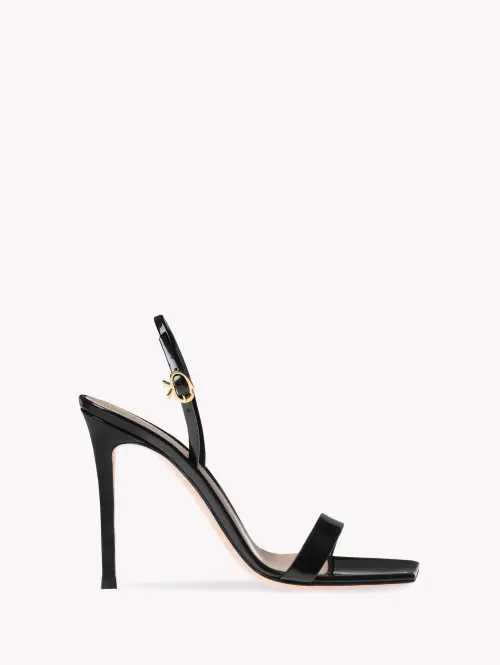 Gianvito Rossi Ribbon Stiletto Sandal in Black Leather at Nordstrom, Size 40.5 | Nordstrom