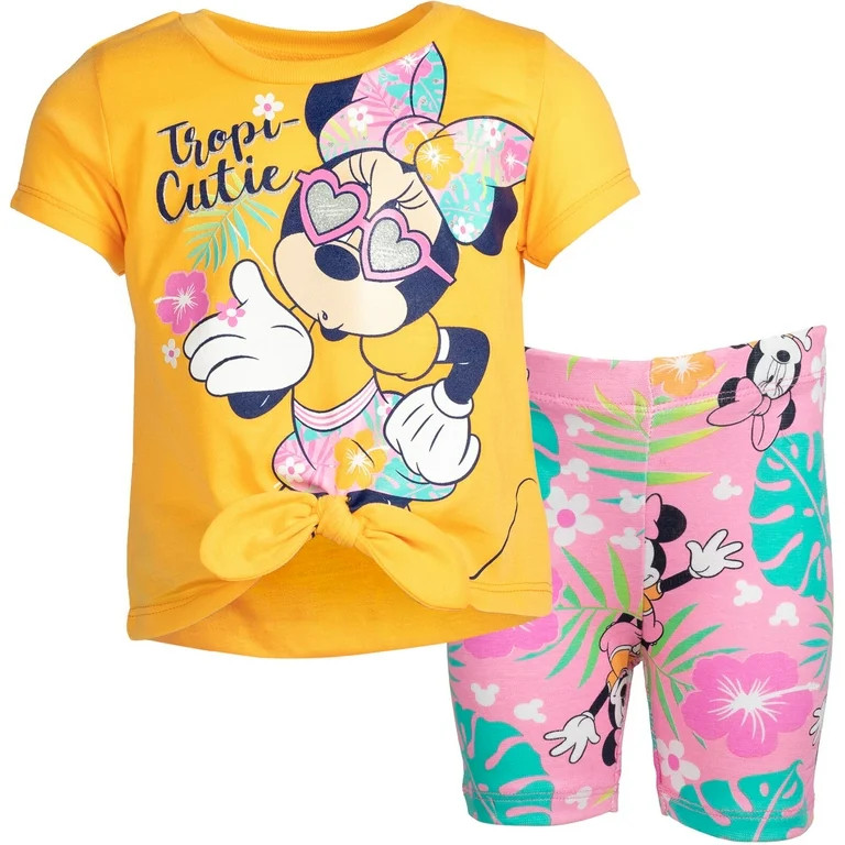 Disney Minnie Mouse Toddler Girls T-Shirt and Bike Shorts Outfit Set Infant to Little Kid - Walma... | Walmart (US)