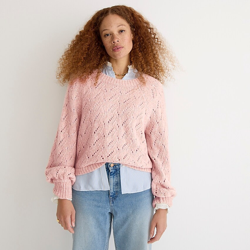 Pointelle crewneck sweater | J. Crew US