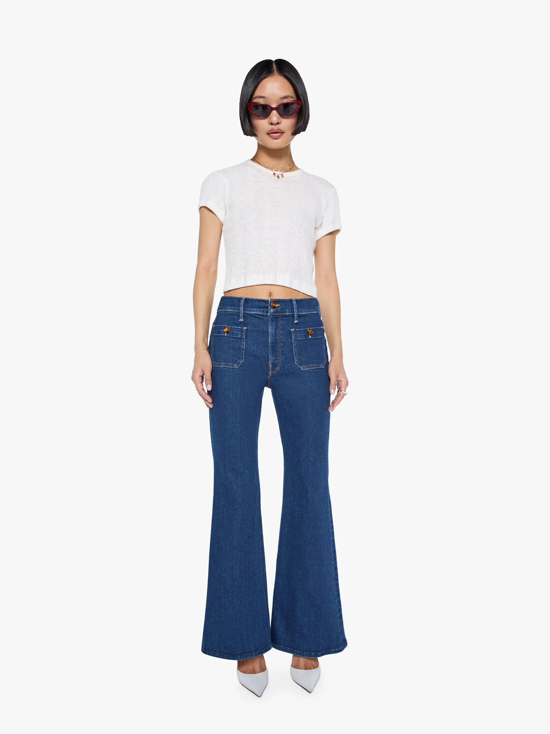 PETITES The Lil Patch Pocket Doozy Sneak - Retrograde Rodeo | Mother Denim