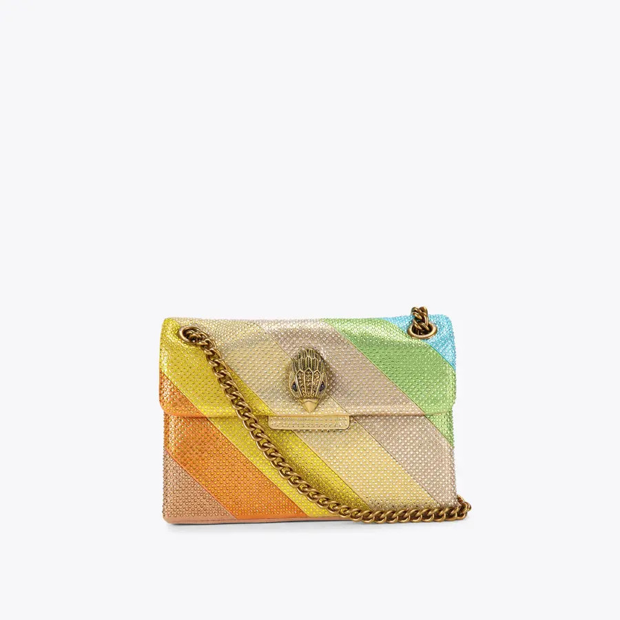 FABRIC MINI KENSINGTON S Striped Crystal Cross body Purse by KURT GEIGER LONDON | Kurt Geiger US