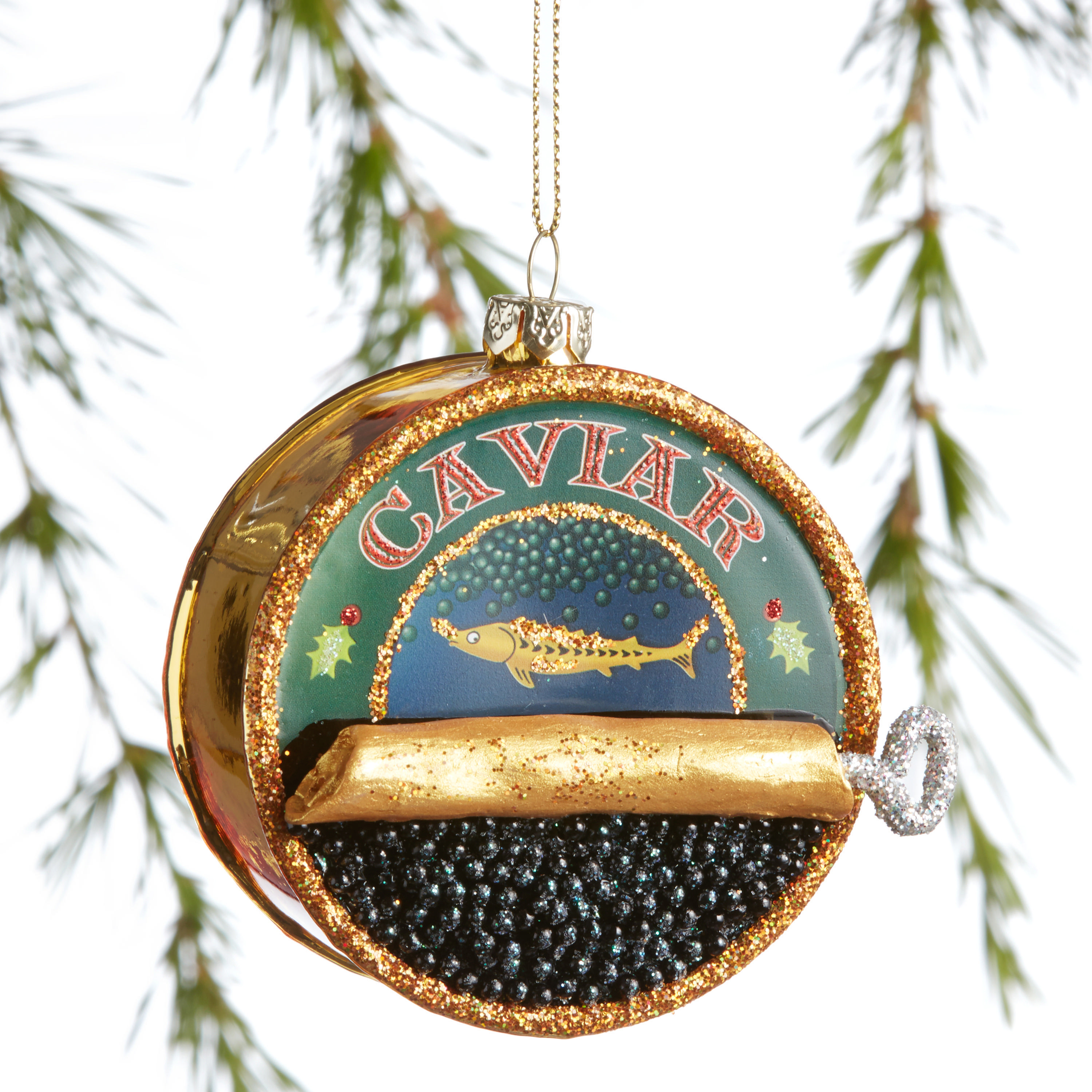Glass Caviar Tin Ornament | World Market