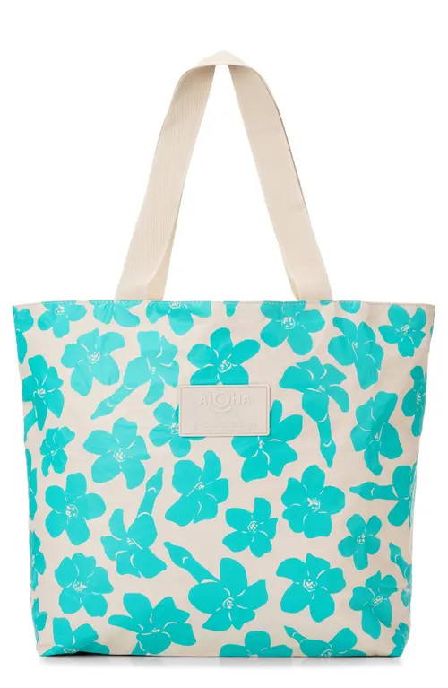 Aloha Collection Day Tripper Puakenikeni Water Resistant Tyvek® Tote in Blue Lagoon/Sandstone at... | Nordstrom