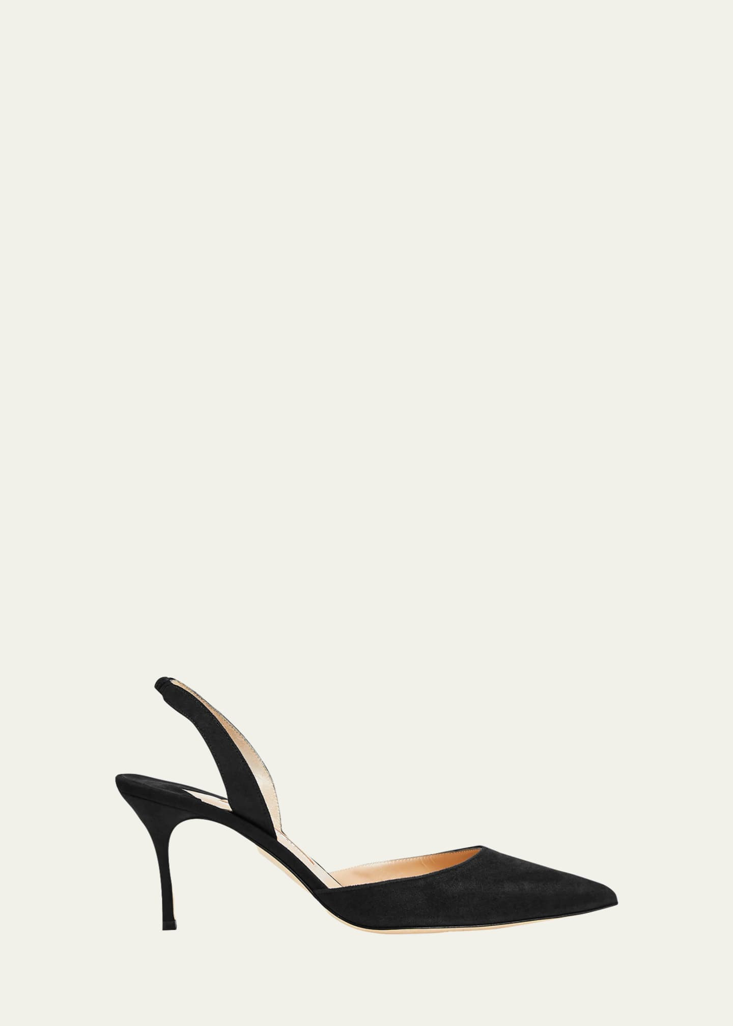 Manolo Blahnik Carolyne Suede Mid-Heel Slingback Pump | Bergdorf Goodman