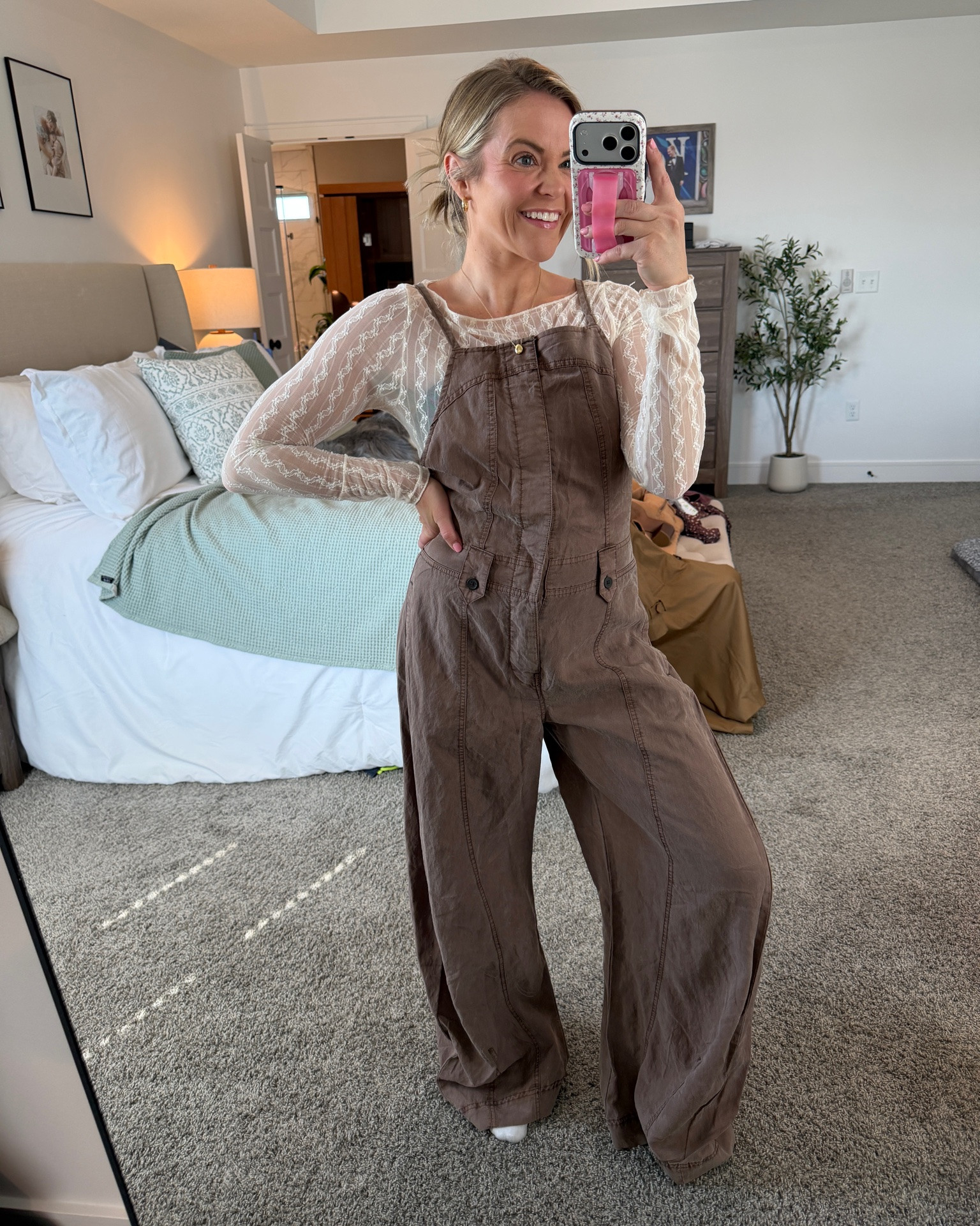 Love this free people jumpsuit - I need an XS (this is small, accidentally bought the wrong one lol) 

Lace top - linked similar options

#LTKootd #LTKSeasonal