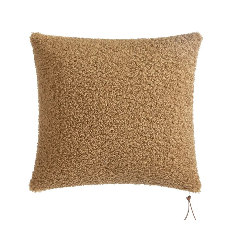Better Homes & Gardens Teddy Pillow with Chunky Zipper, 20 x 20, Camel, Square, 1 Piece | Walmart (US)